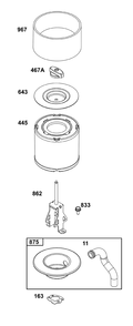 Air Cleaner Group Diagram and Parts List for 296442-0010-H5 200000 - 399999 Briggs and Stratton Engine